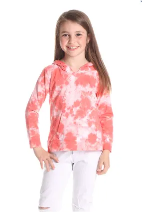 Girls Coral Tie Dye Hoodie