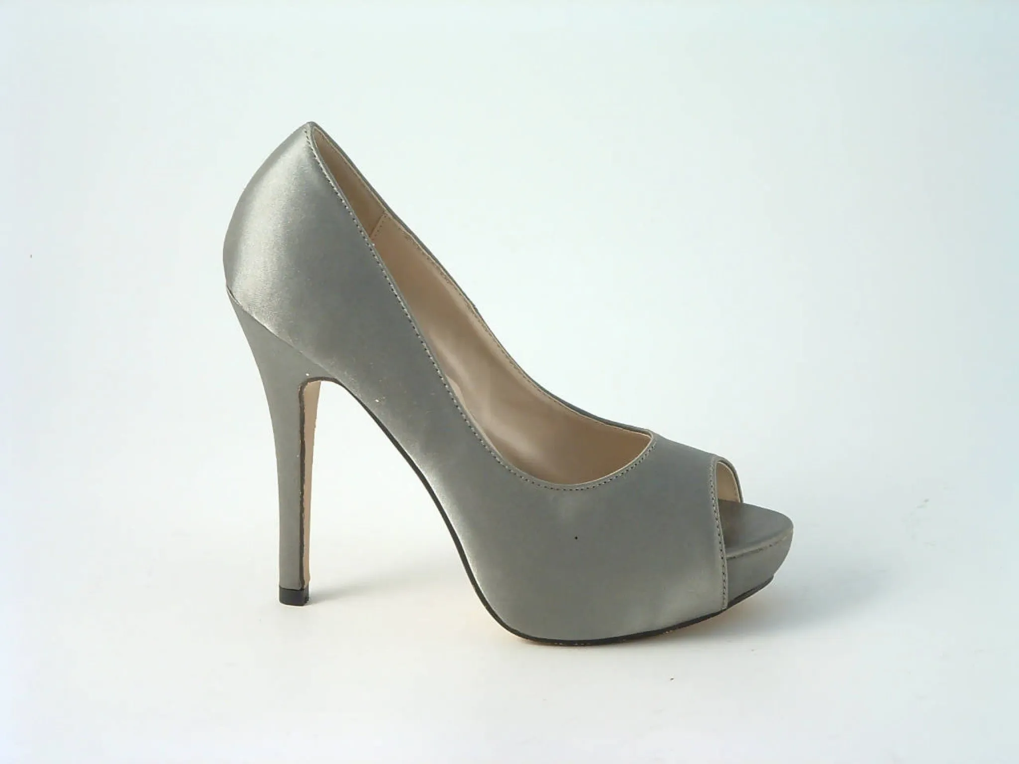 Glitz Shoes Sabatiné Satin Platform Heels With Peep-toe