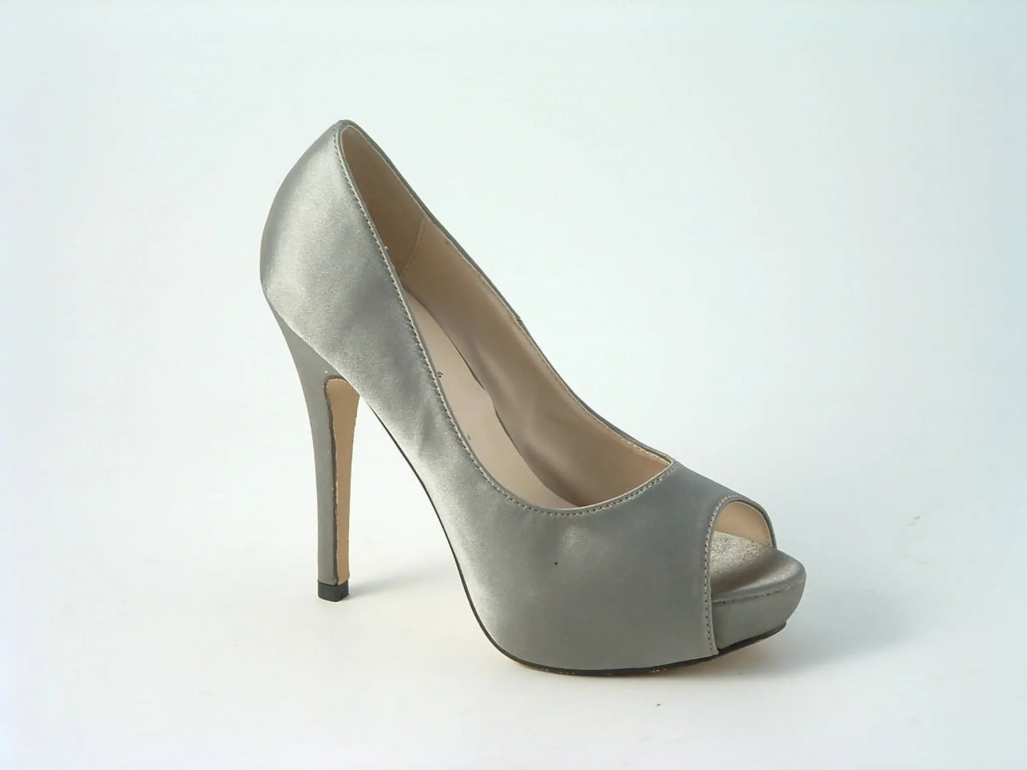 Glitz Shoes Sabatiné Satin Platform Heels With Peep-toe