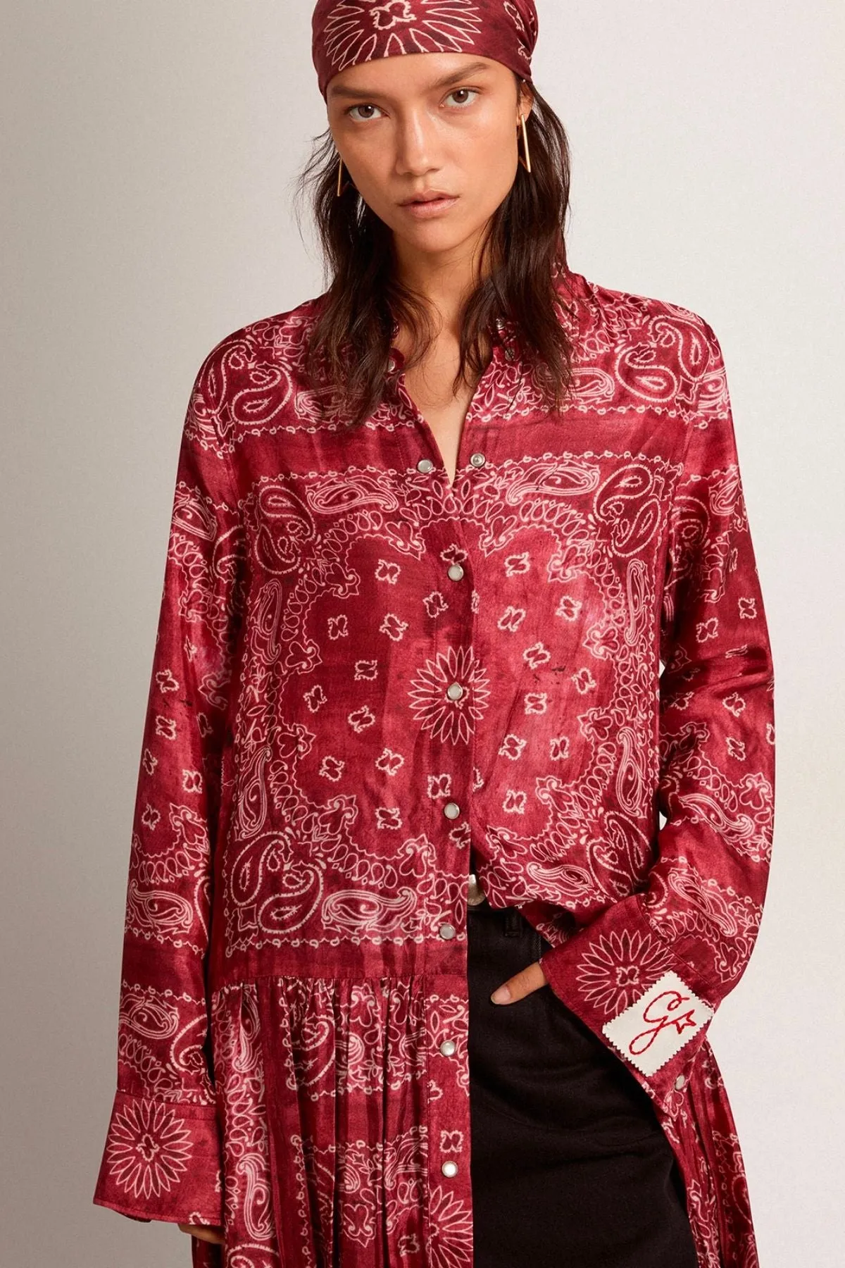 Golden Goose Paisley Print Shirtdress - Spiced Apple/ Off White