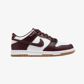 gradeschool nike dunk low (white/burgundy crush)