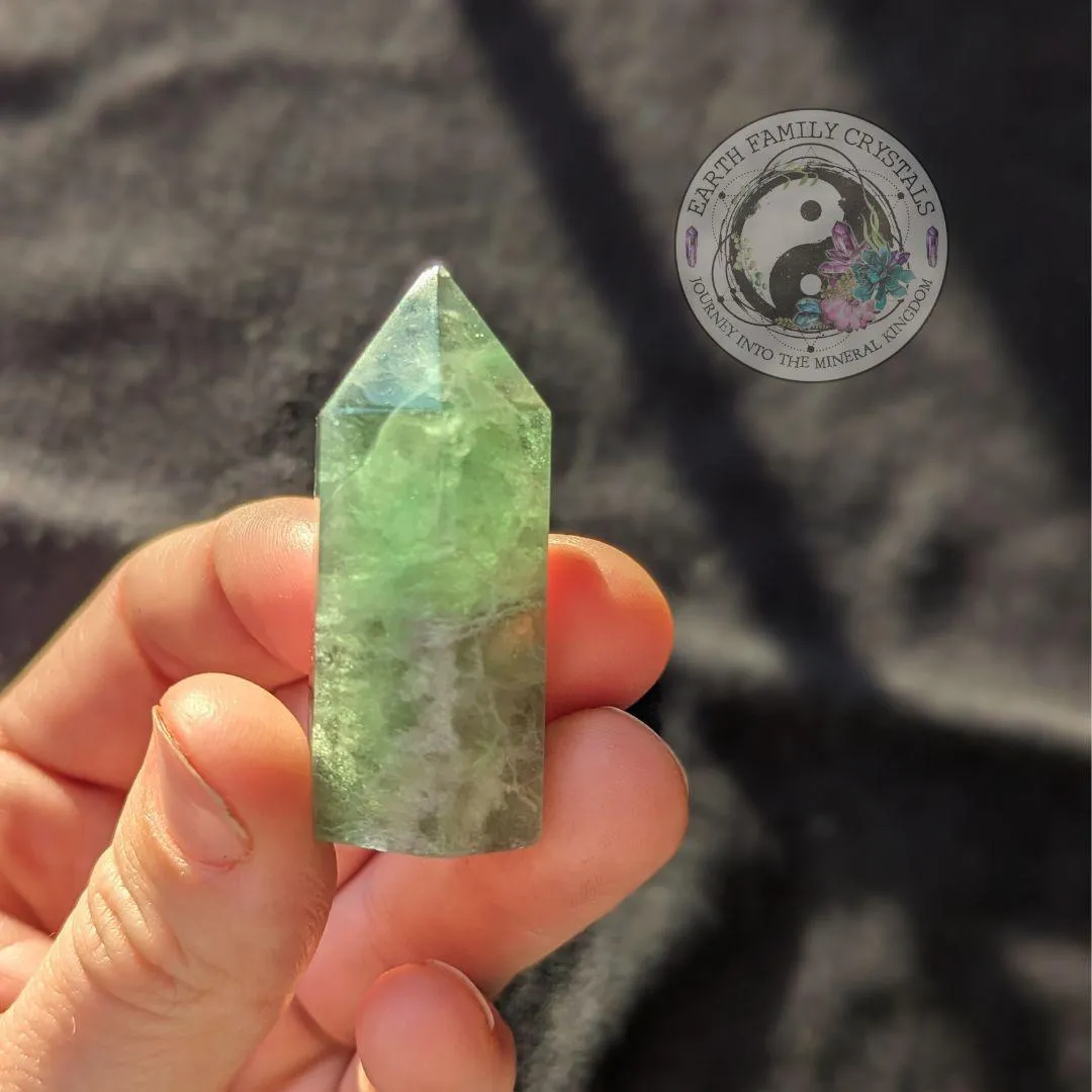 Green Fluorite Polished Point Mini Tower Carving