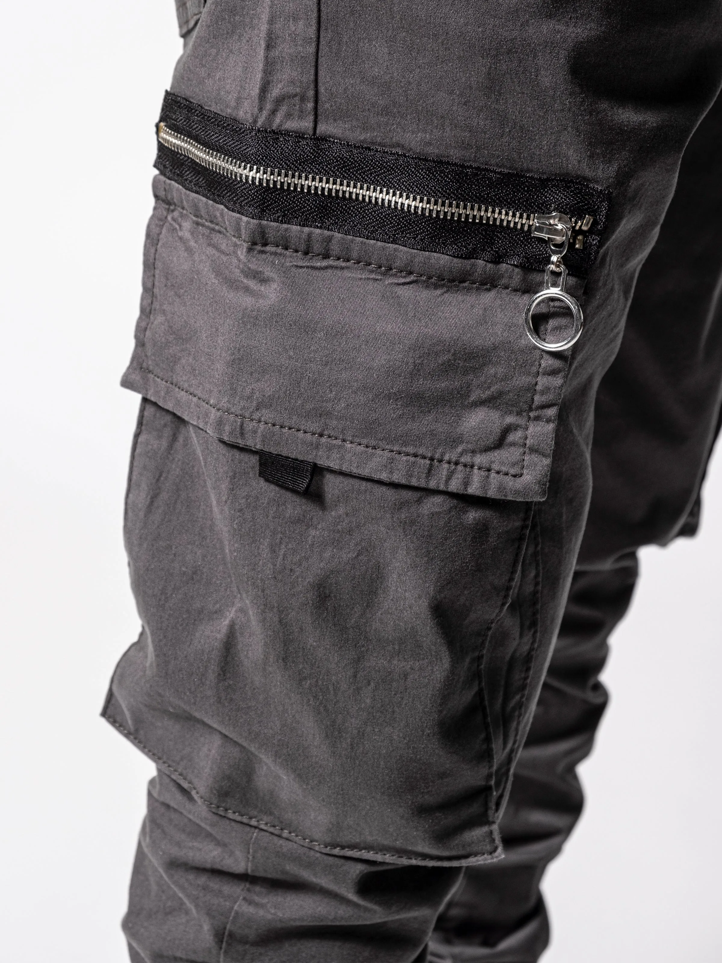 Grey Cargo Slim Fit Pants