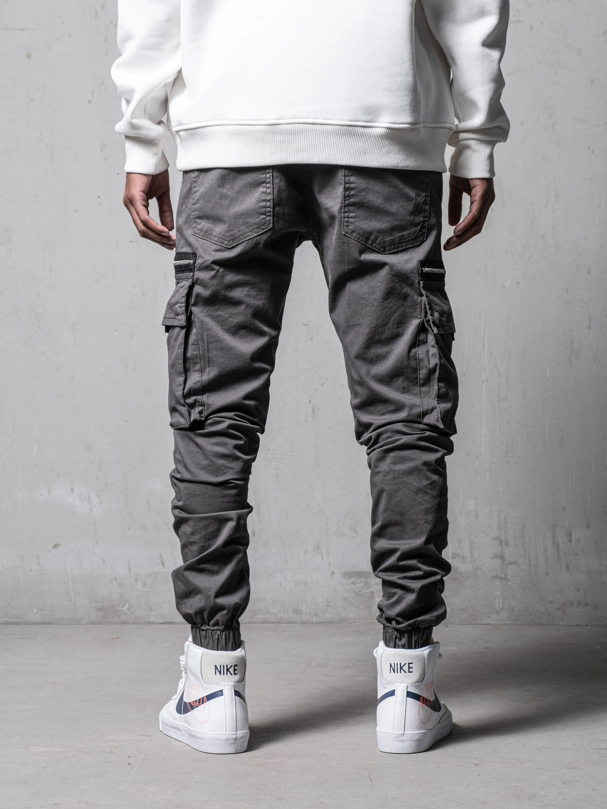 Grey Cargo Slim Fit Pants