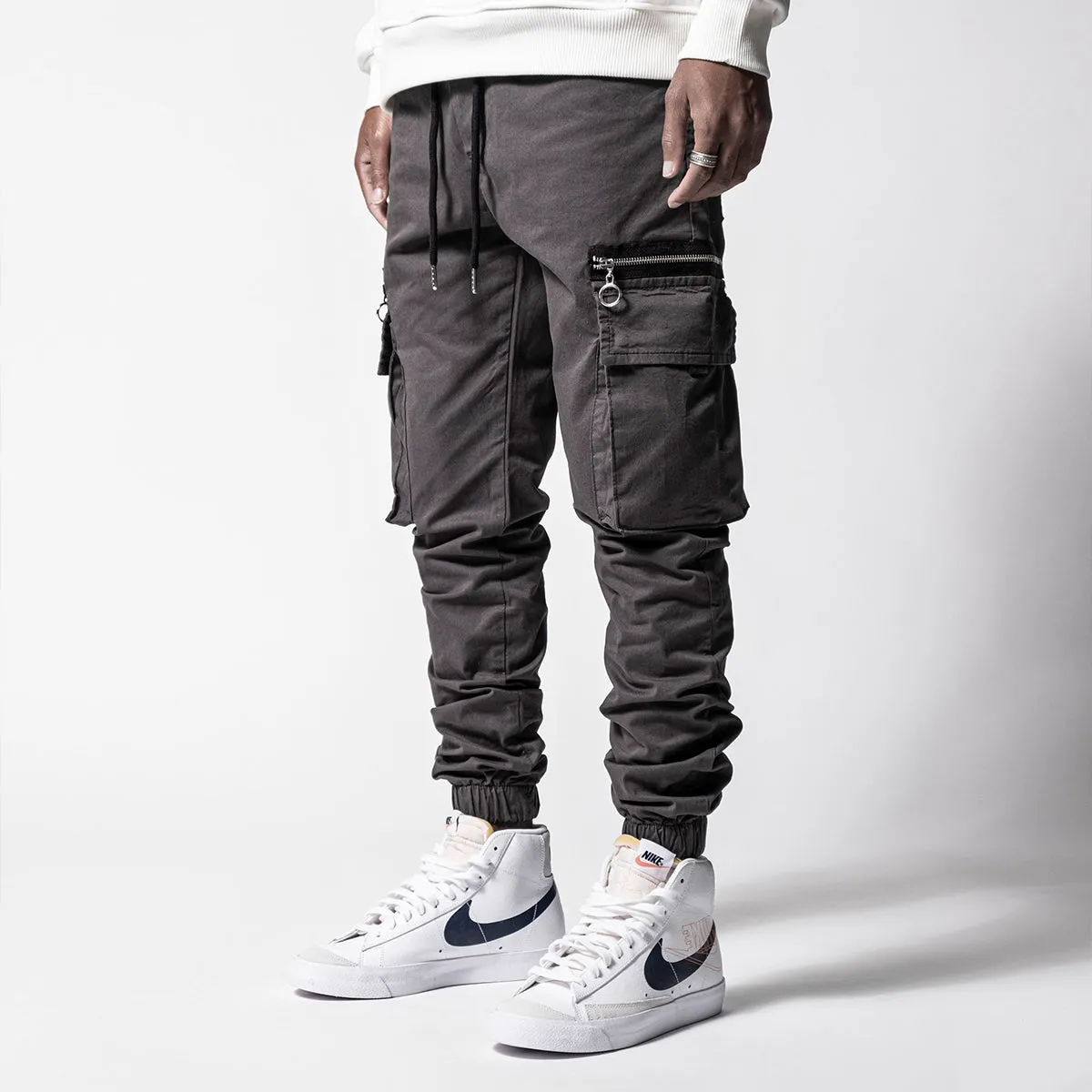 Grey Cargo Slim Fit Pants