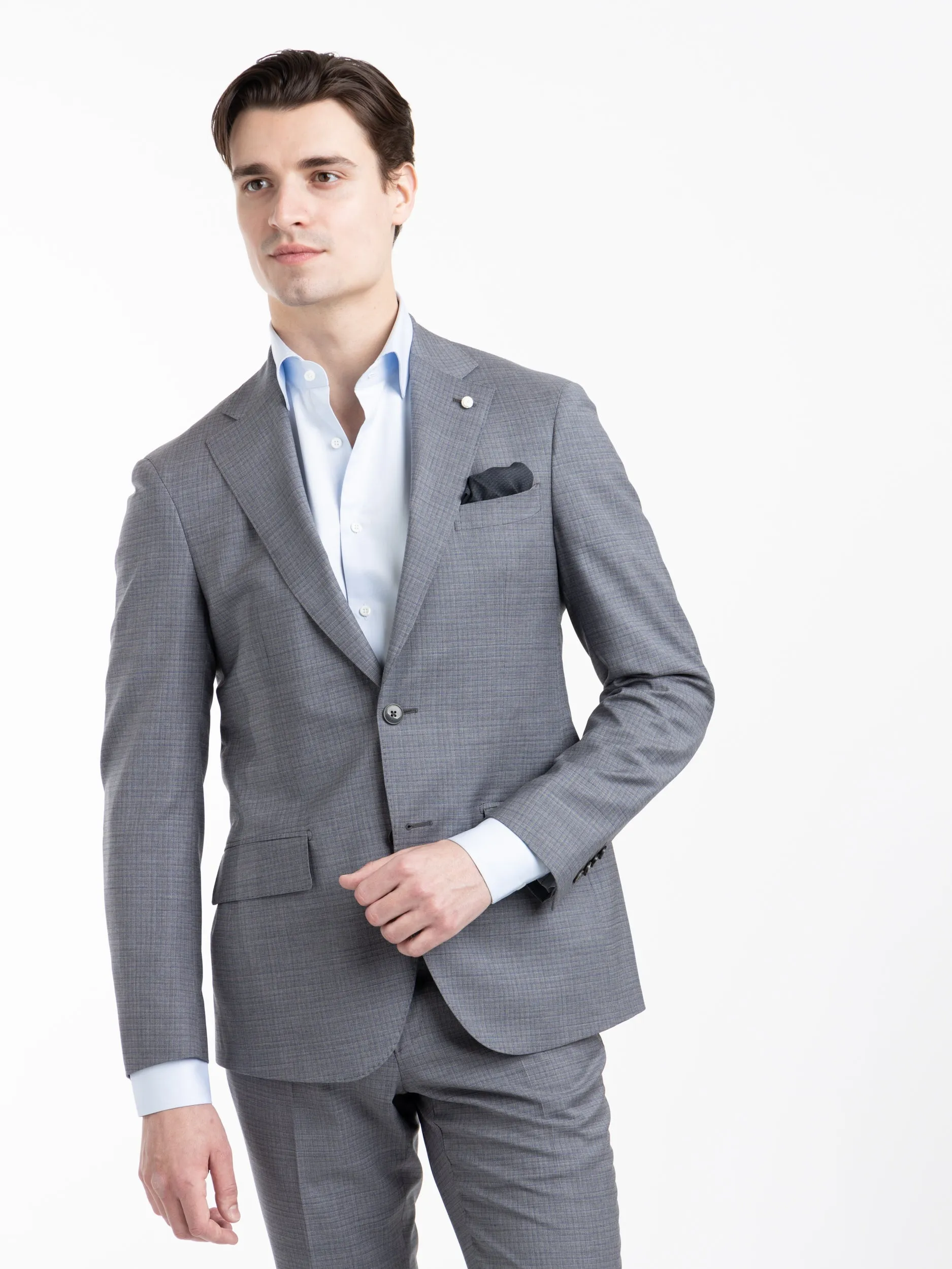 Grey Check Wool Suit