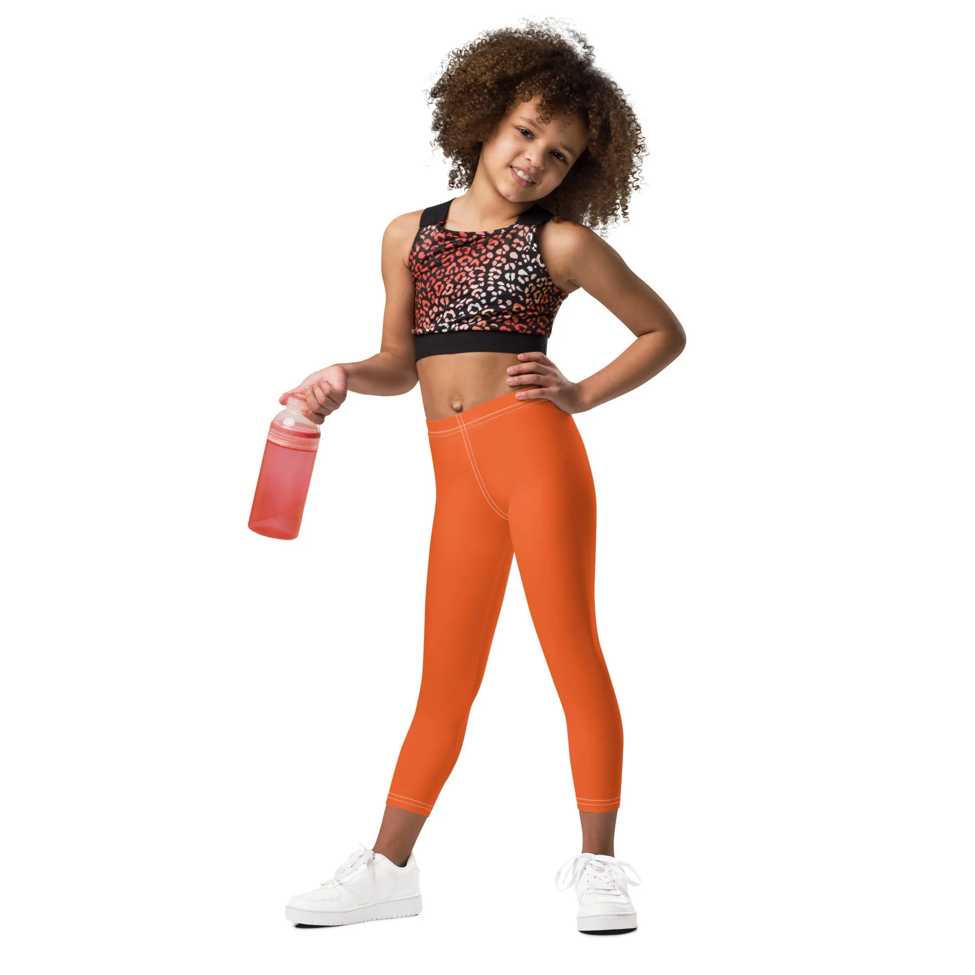 Gym Ready: Solid Color Workout Leggings for Girls - Flamingo