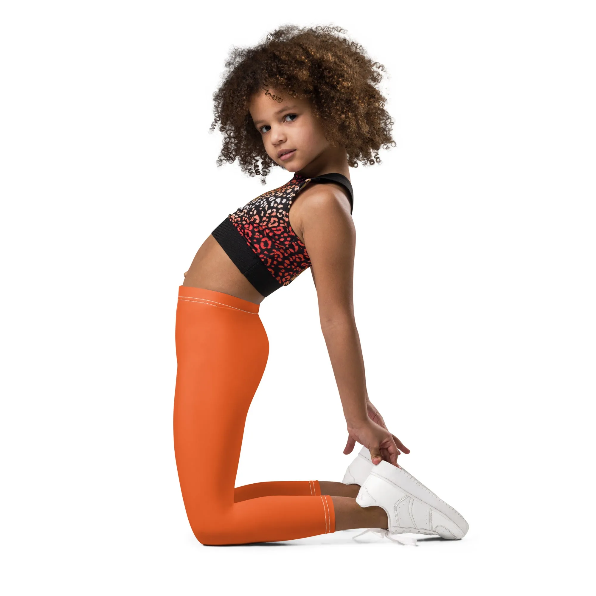 Gym Ready: Solid Color Workout Leggings for Girls - Flamingo