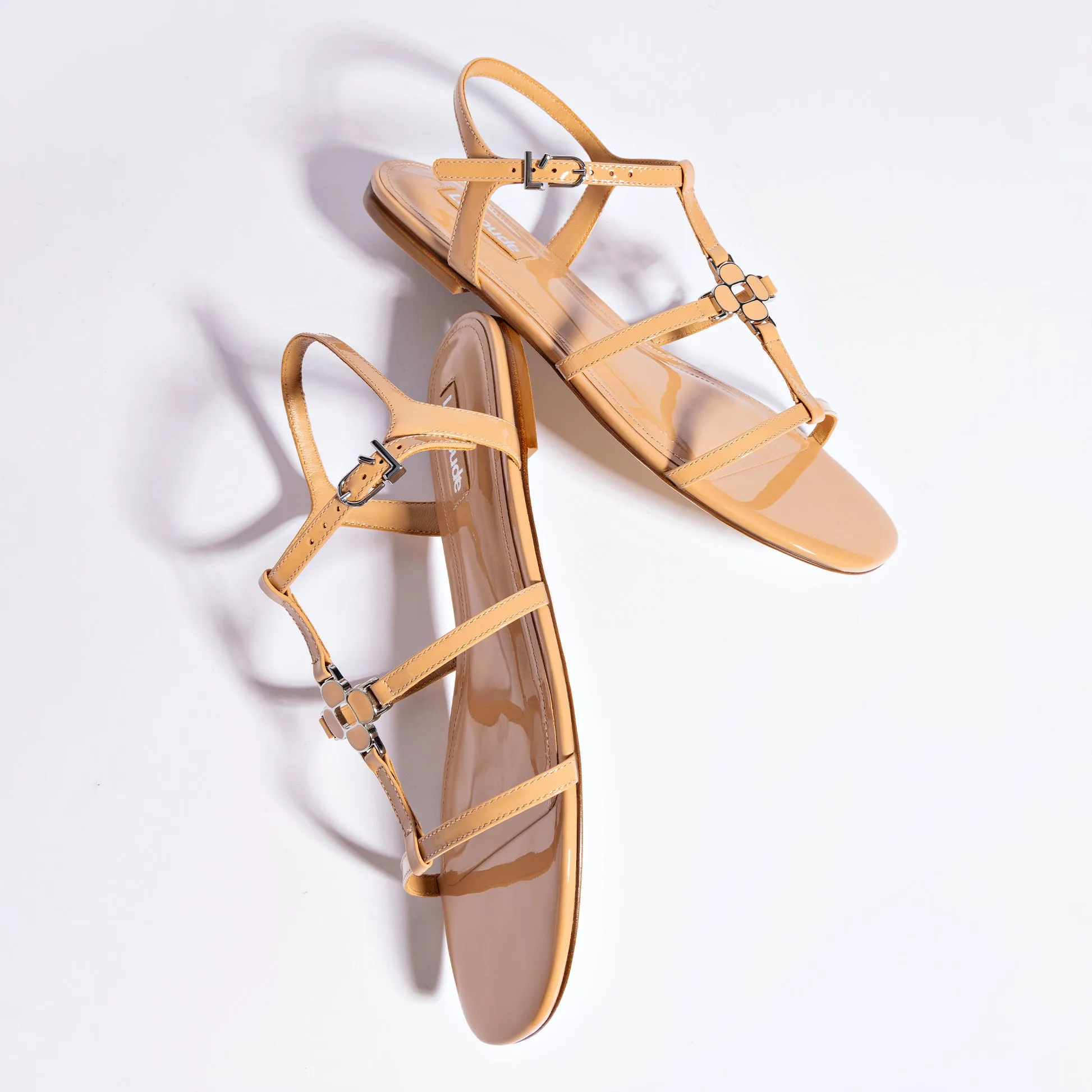 Hana Flat In Tan Patent Leather