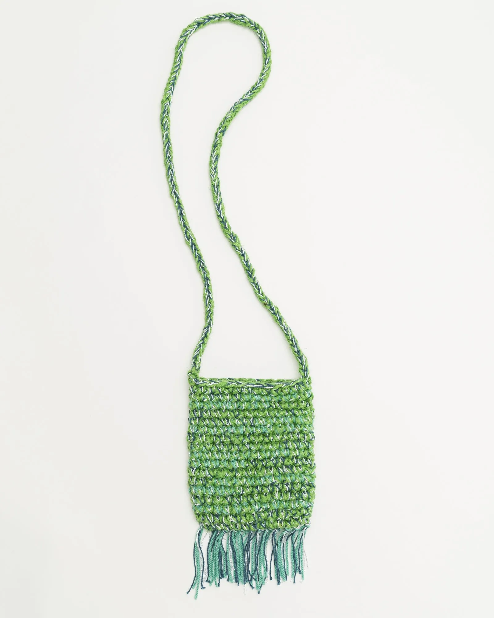 Hand Crochet Neck Pouch in Blue