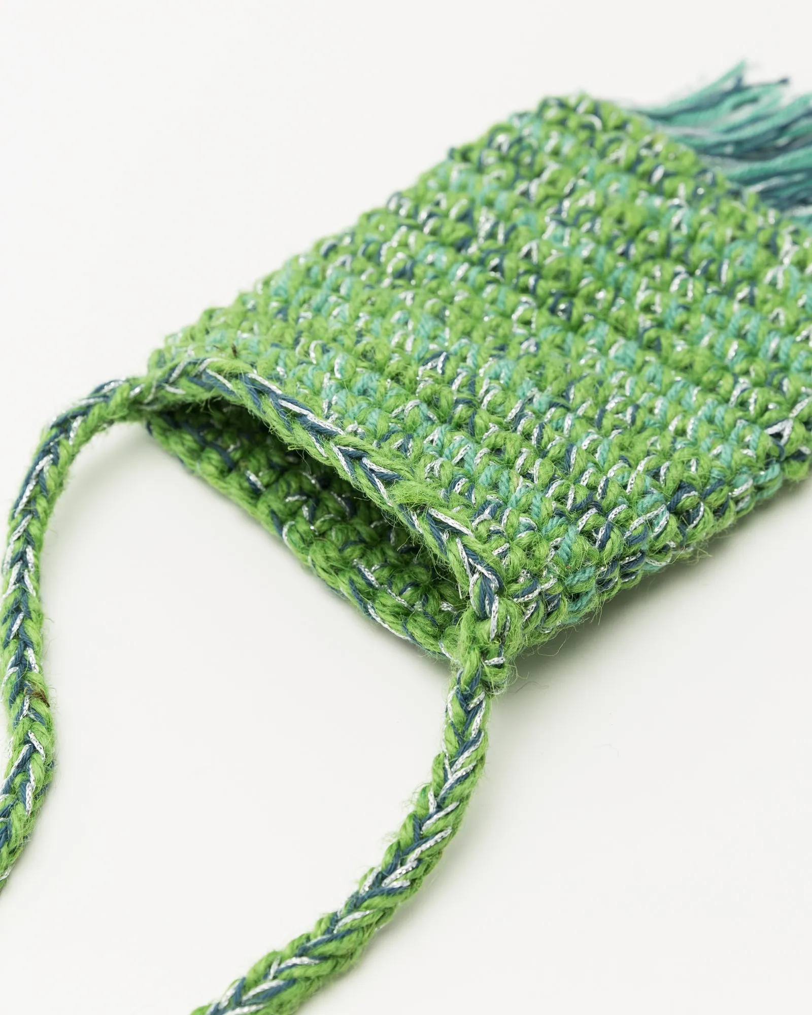 Hand Crochet Neck Pouch in Blue