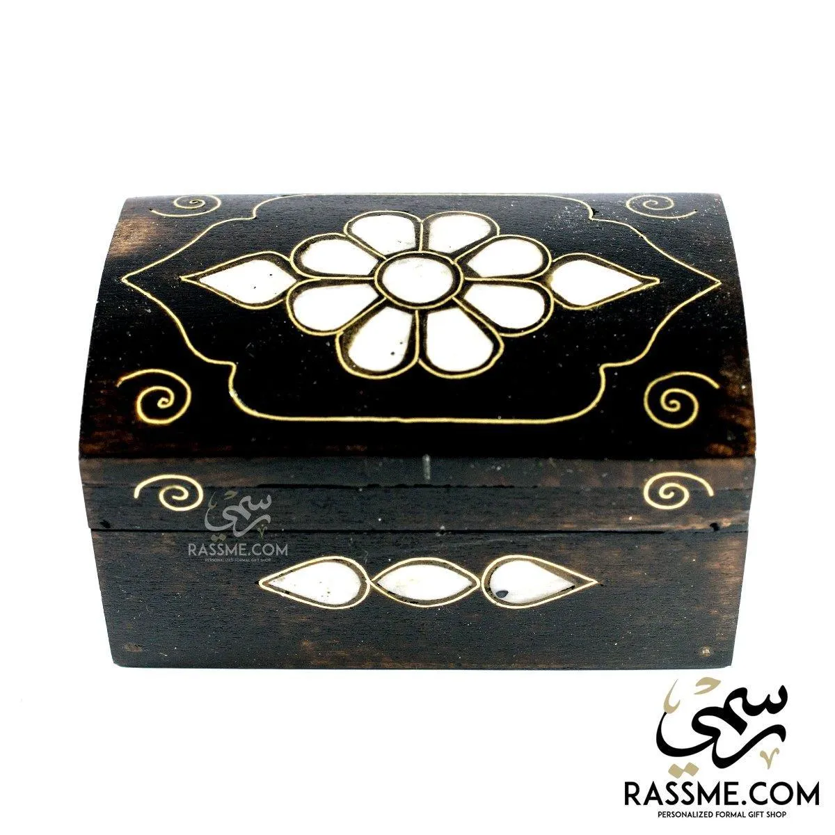 Handcrafted Wooden Box With Brass and Mother of Pearl