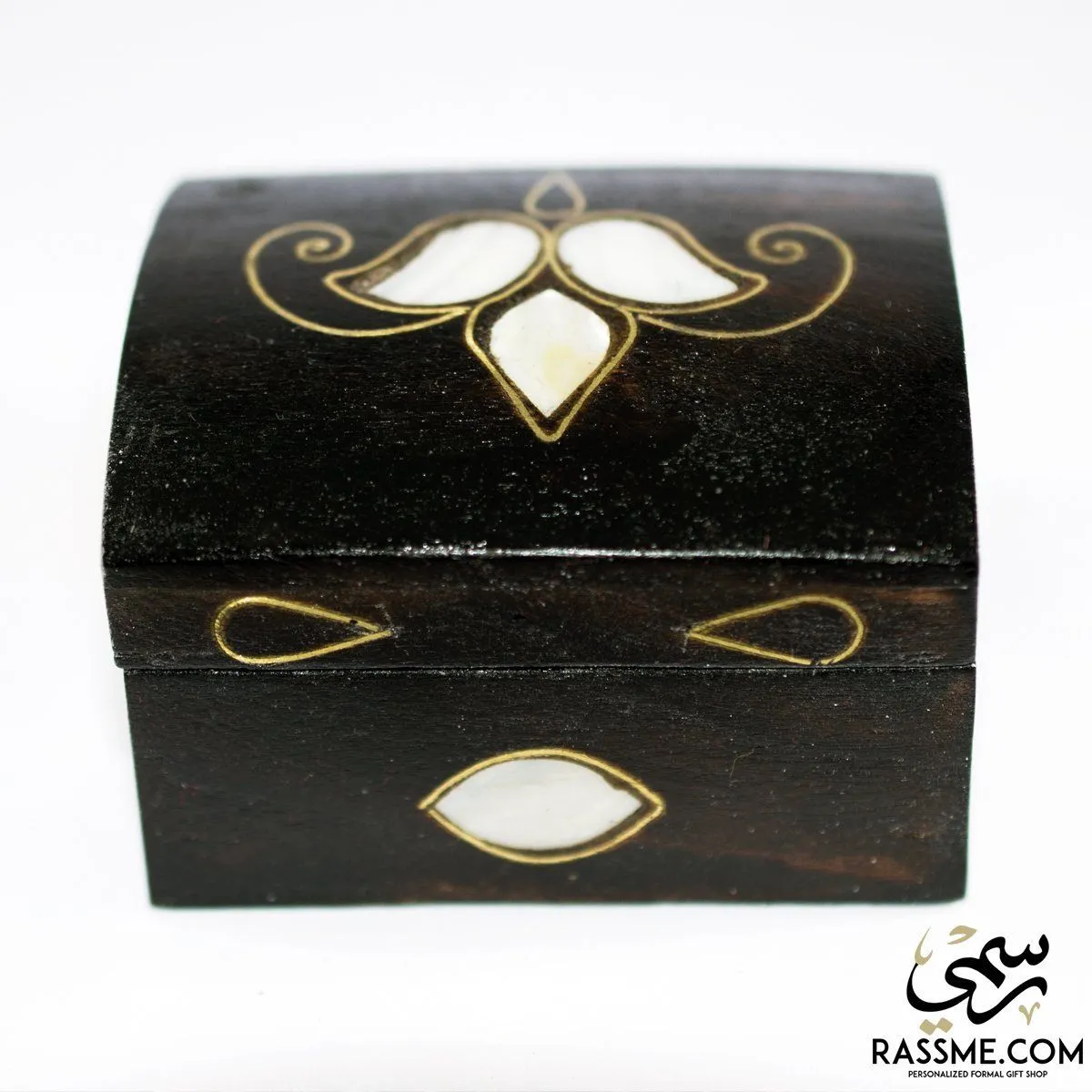 Handcrafted Wooden Box With Brass and Mother of Pearl