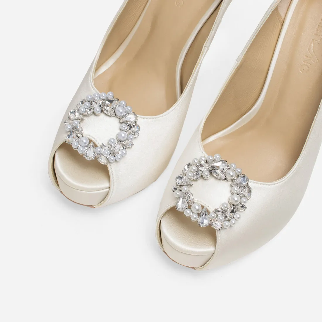 Heart of Eternity Pearl White Love Wedding Pumps