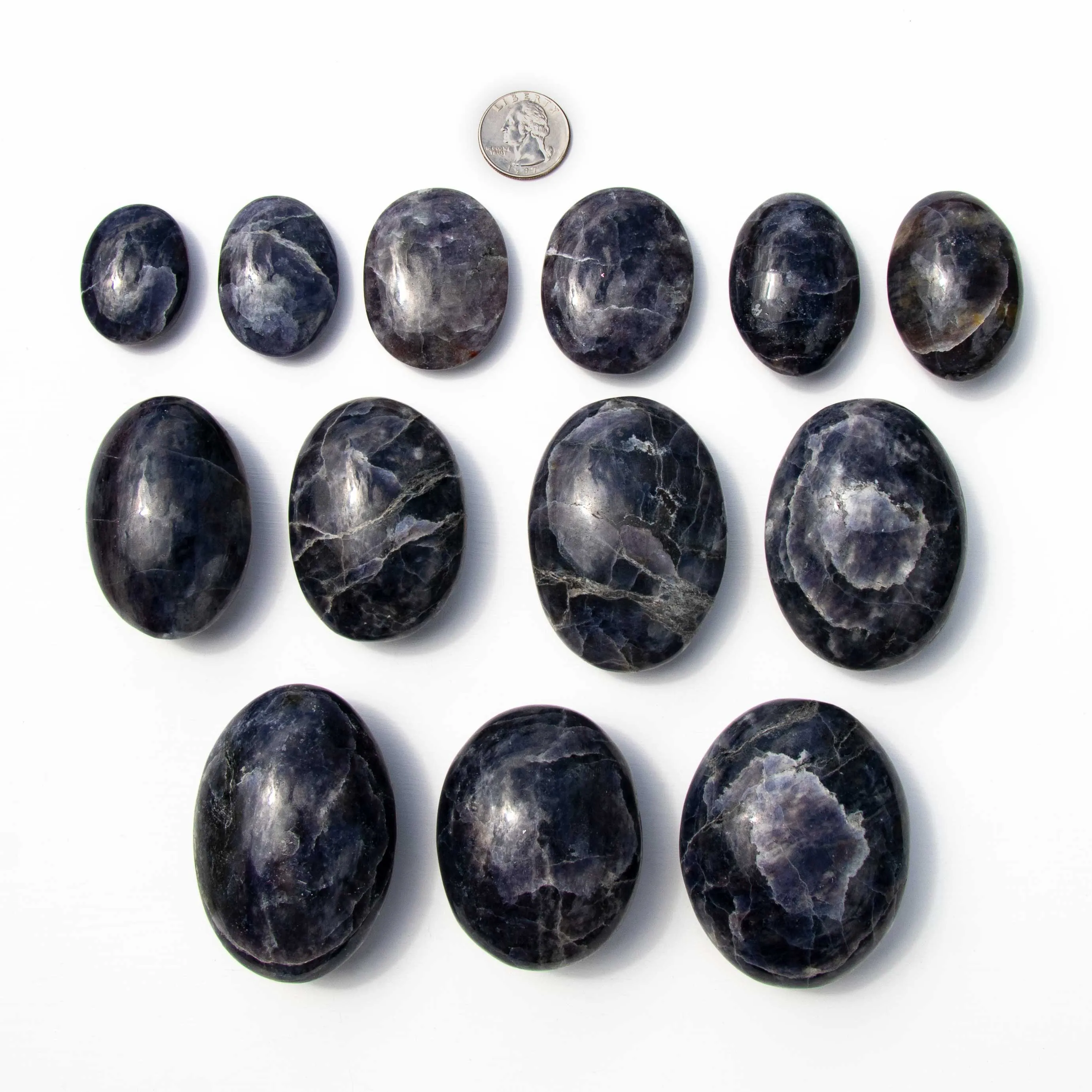 Iolite with Sunstone, Palm Stones