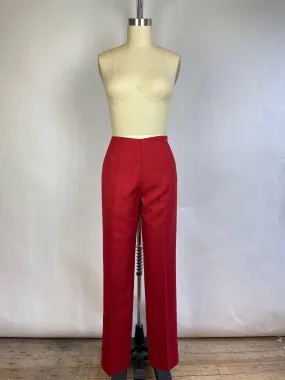 J Crew Red Wool Plaid Slacks (10/30)