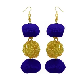 Jeweljunk Blue Pompom Thread Earrings