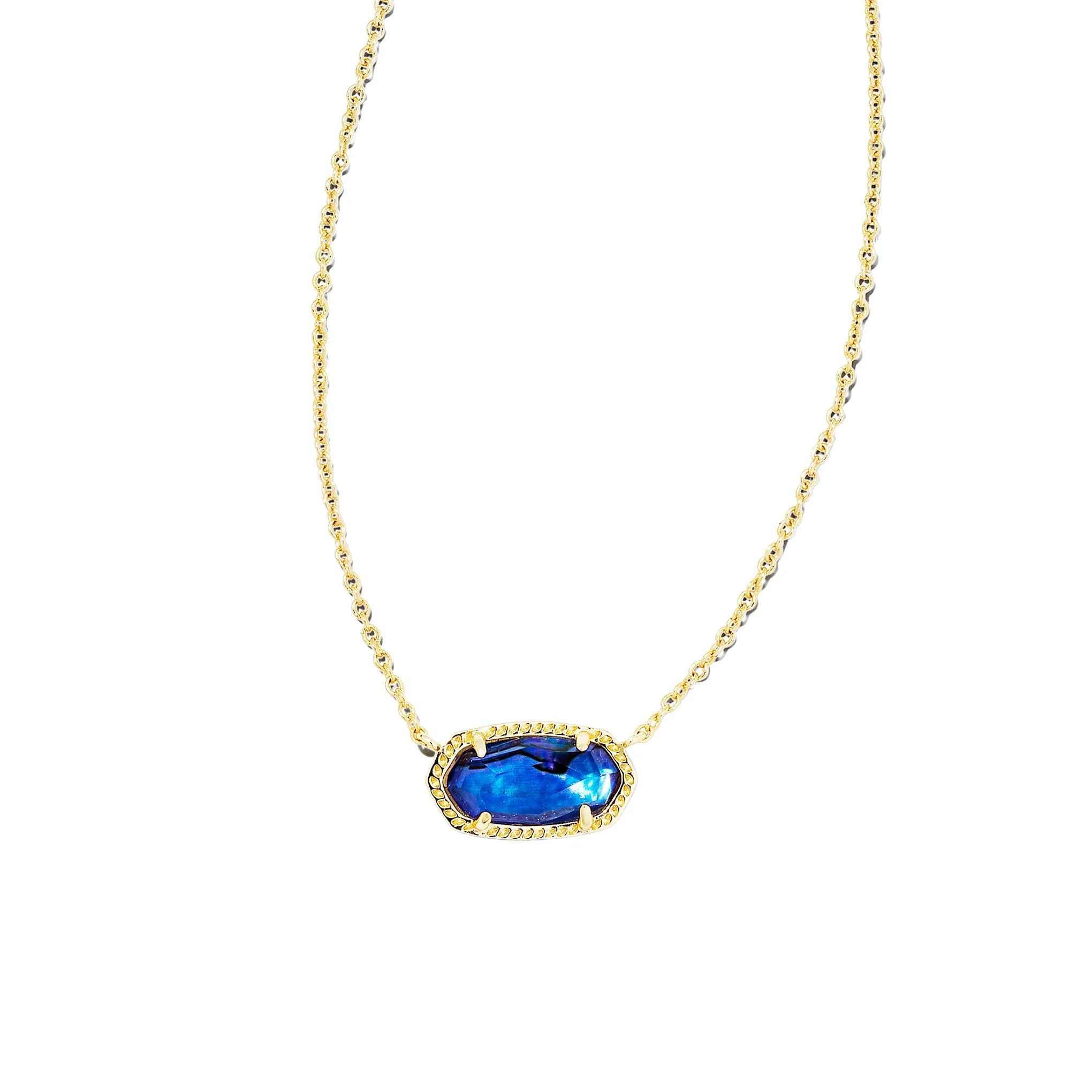 Kendra Scott Elisa Oval Pendant Necklace in Navy Abalone and Gold Plated