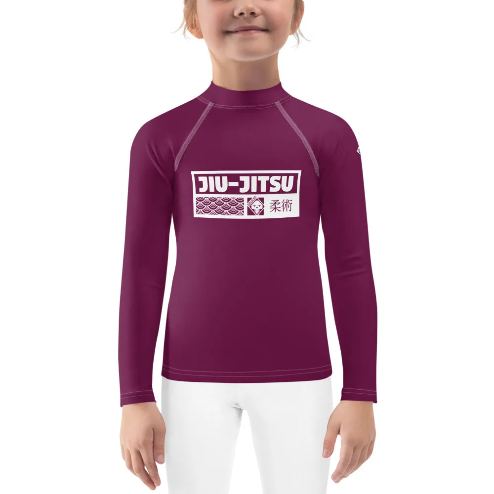 Kid's Girls Long Sleeve BJJ Rash Guard Jiu-Jitsu 013 - Tyrian Purple