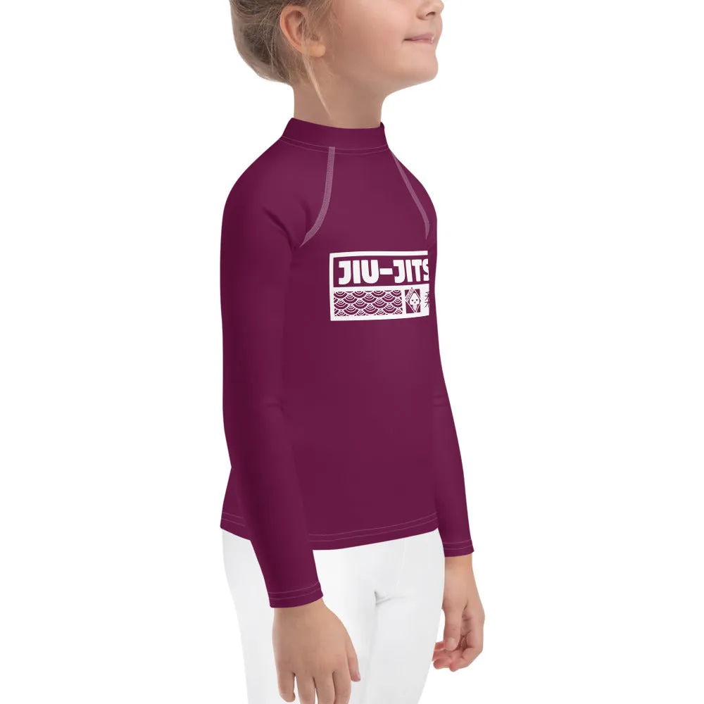 Kid's Girls Long Sleeve BJJ Rash Guard Jiu-Jitsu 013 - Tyrian Purple