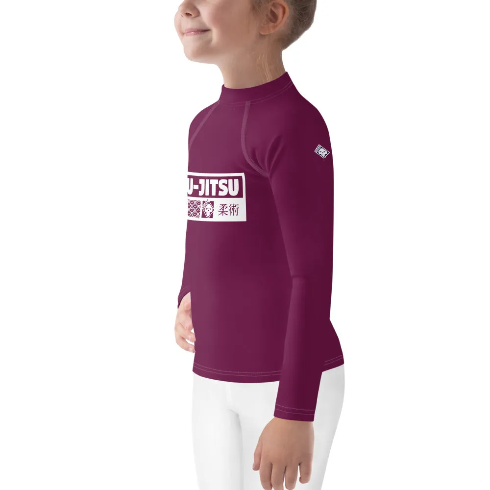 Kid's Girls Long Sleeve BJJ Rash Guard Jiu-Jitsu 013 - Tyrian Purple