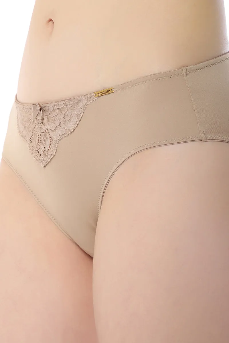 Lace Elegance Bikini Panty - Stucco