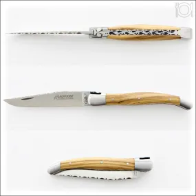 Laguiole Traditional Knife 12 cm Guilloche Olivewood