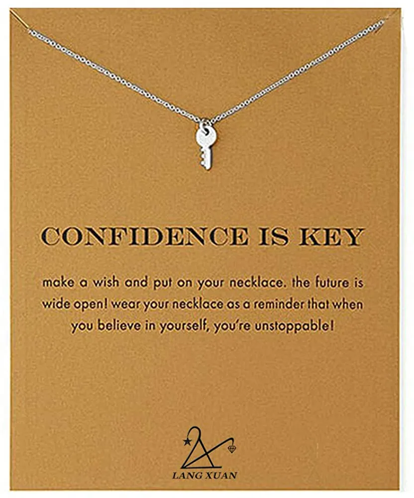 LANG XUAN Friendship Compass Necklace Good Luck Butterfly Pendant Chain Necklace with Message Card Gift Card for Women Girl