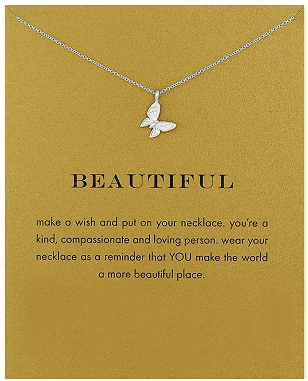 LANG XUAN Friendship Compass Necklace Good Luck Butterfly Pendant Chain Necklace with Message Card Gift Card for Women Girl