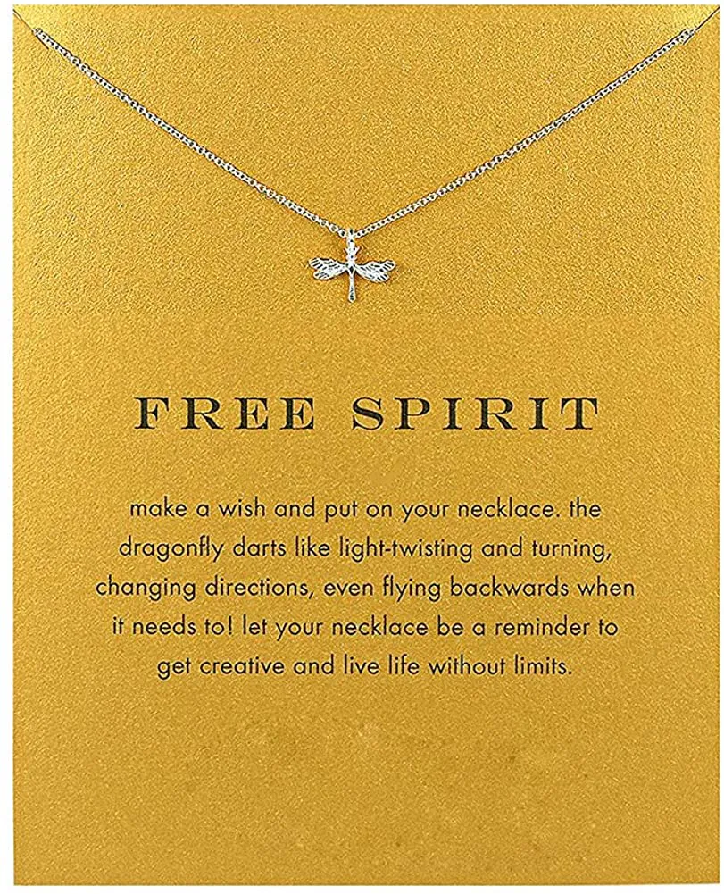 LANG XUAN Friendship Compass Necklace Good Luck Butterfly Pendant Chain Necklace with Message Card Gift Card for Women Girl