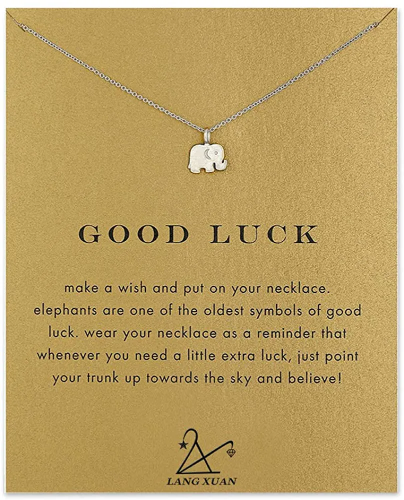 LANG XUAN Friendship Compass Necklace Good Luck Butterfly Pendant Chain Necklace with Message Card Gift Card for Women Girl