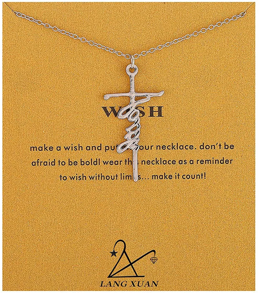 LANG XUAN Friendship Compass Necklace Good Luck Butterfly Pendant Chain Necklace with Message Card Gift Card for Women Girl