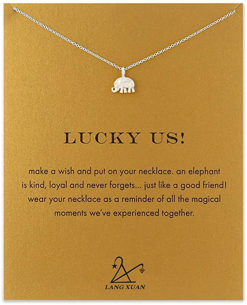 LANG XUAN Friendship Compass Necklace Good Luck Butterfly Pendant Chain Necklace with Message Card Gift Card for Women Girl