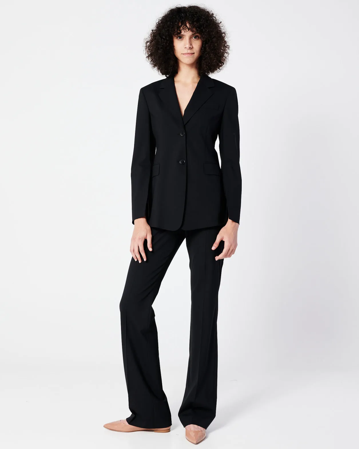 Langer taillierter Wollstretch-Blazer