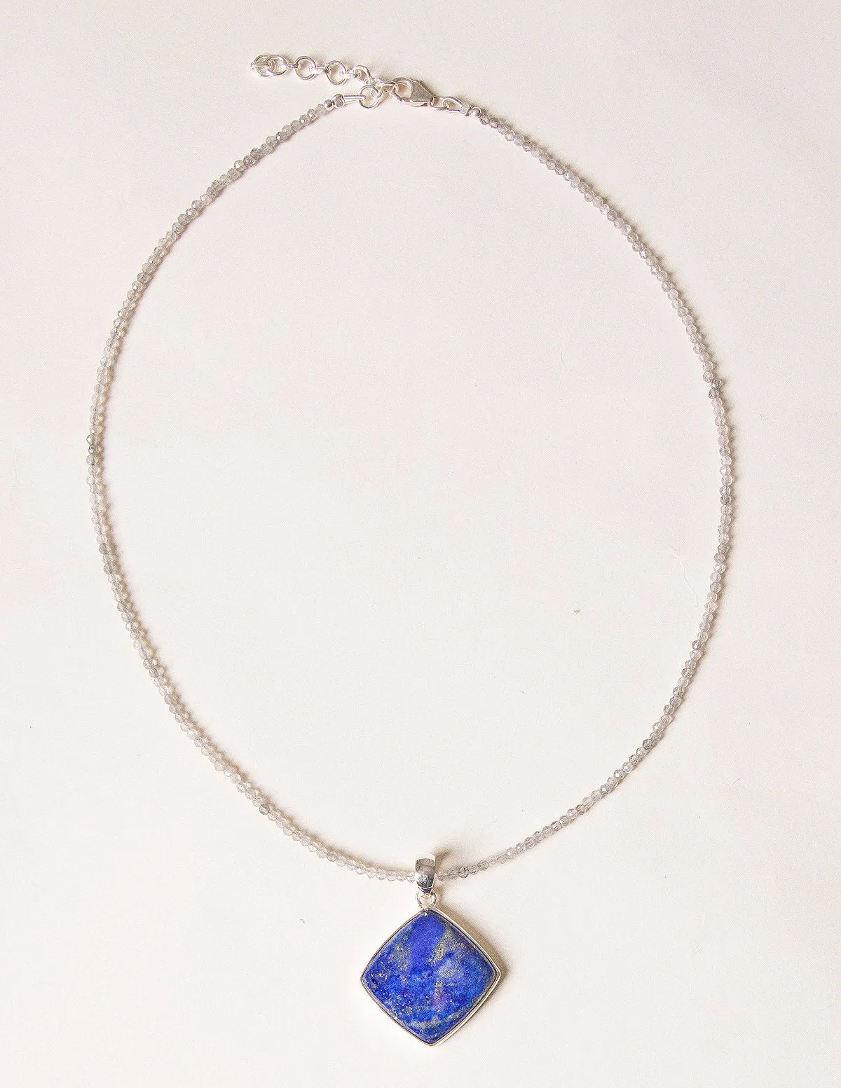 Lapis Lazuli on Beaded Labradorite Necklace