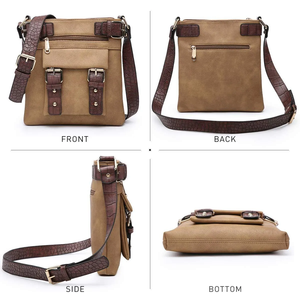 Leather Messenger Crossbody Bag