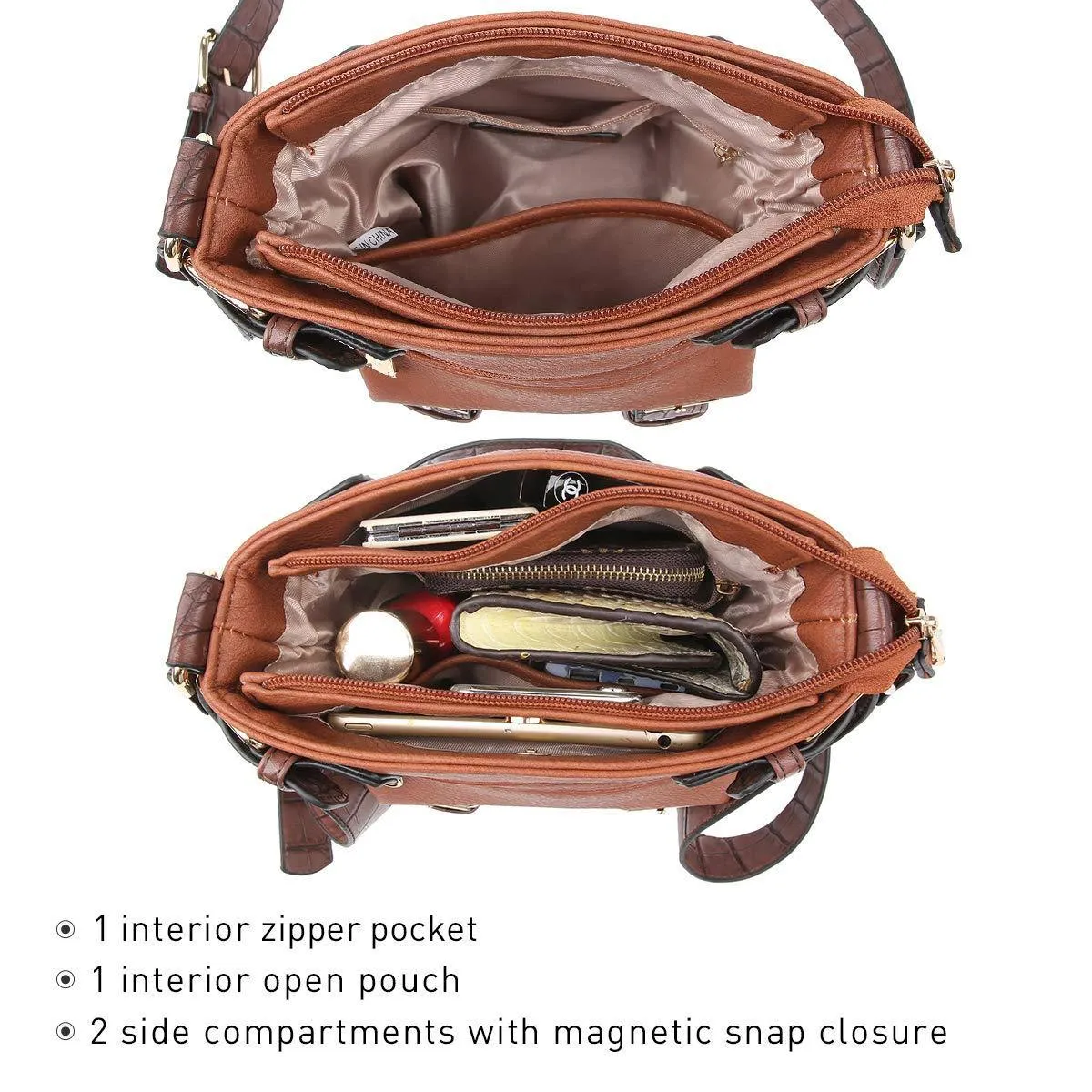 Leather Messenger Crossbody Bag