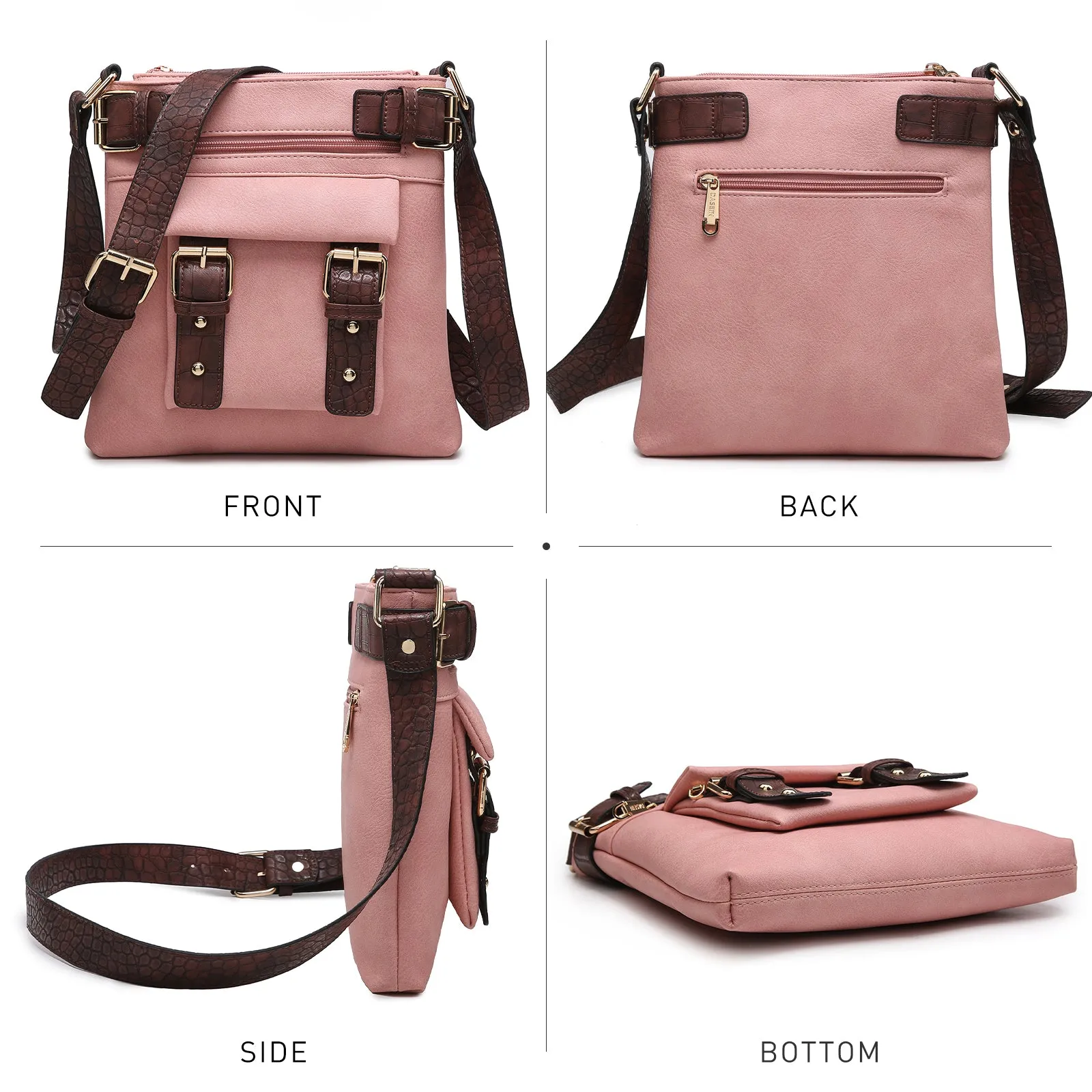 Leather Messenger Crossbody Bag