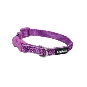 Li'l Pals Adjustable Dog Collar with Glitter Overlay, Purple, Petite X-Small