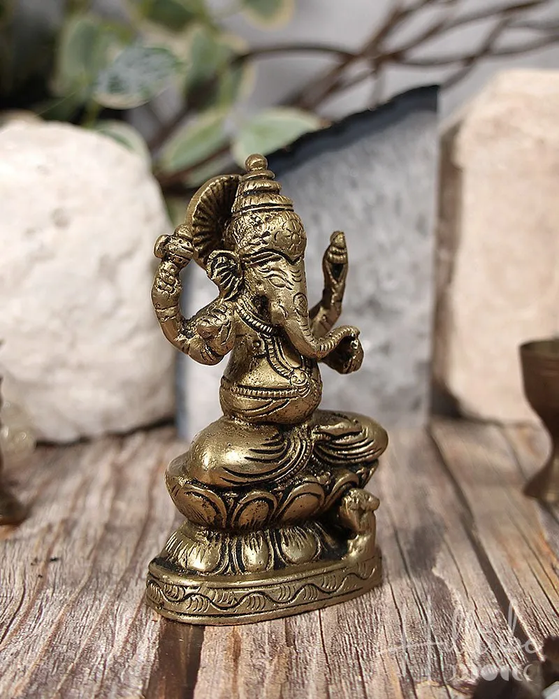 Lord Ganesh Brass Murti 4"