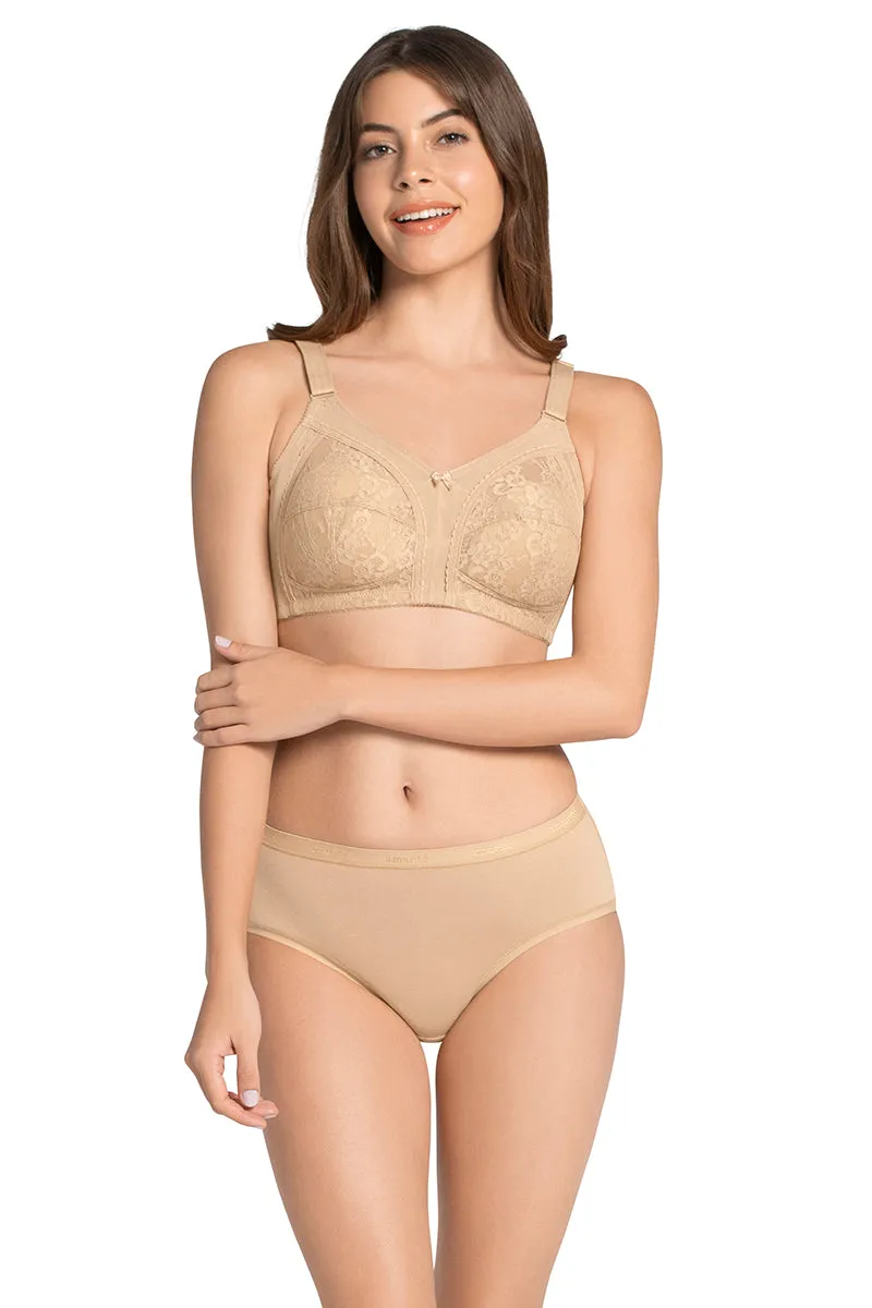 Magic Support Non-padded Non-wired Lace Bra - Sandalwood