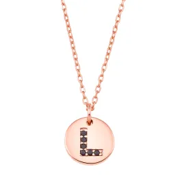 Magna | L Letter Necklace | Black CZ | Rose Gold Plated 925 Silver