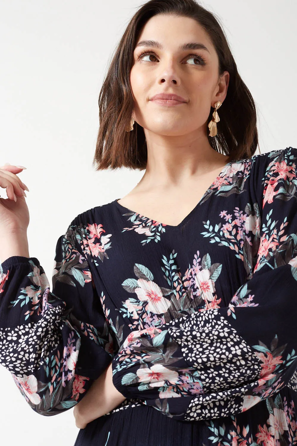 Marc Angelo Long Sleeved Floral Dress