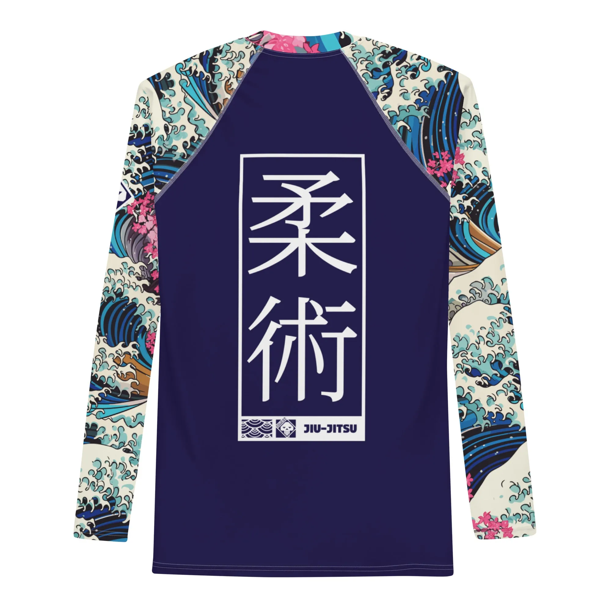 Mens Long Sleeve BJJ Rash Guard - Jiu-Jitsu 021 - The Great Wave Sakura 002