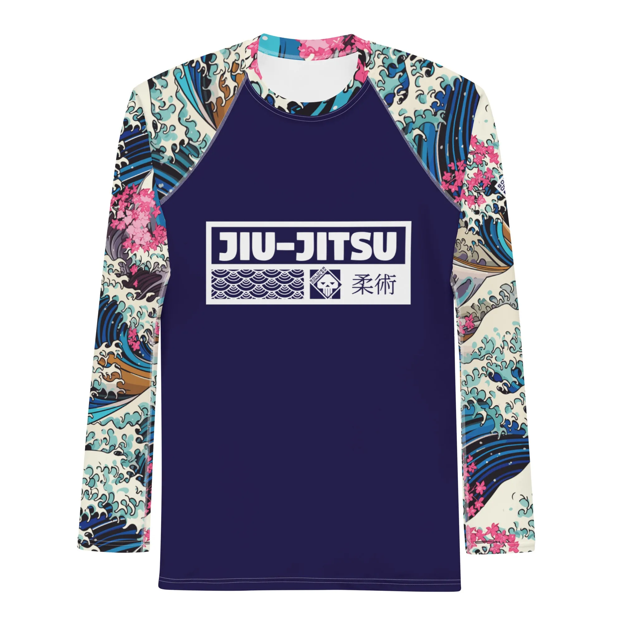 Mens Long Sleeve BJJ Rash Guard - Jiu-Jitsu 021 - The Great Wave Sakura 002