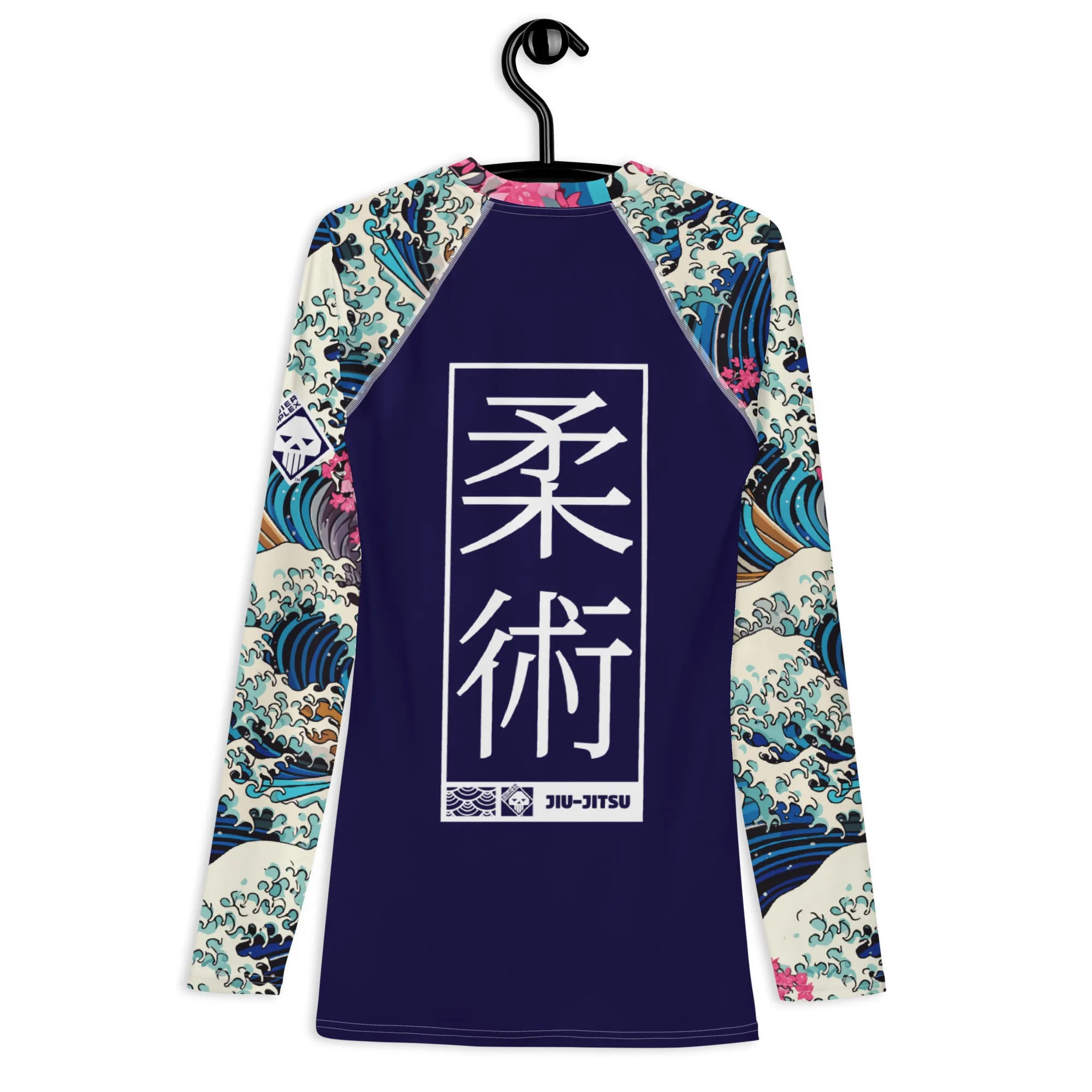 Mens Long Sleeve BJJ Rash Guard - Jiu-Jitsu 021 - The Great Wave Sakura 002