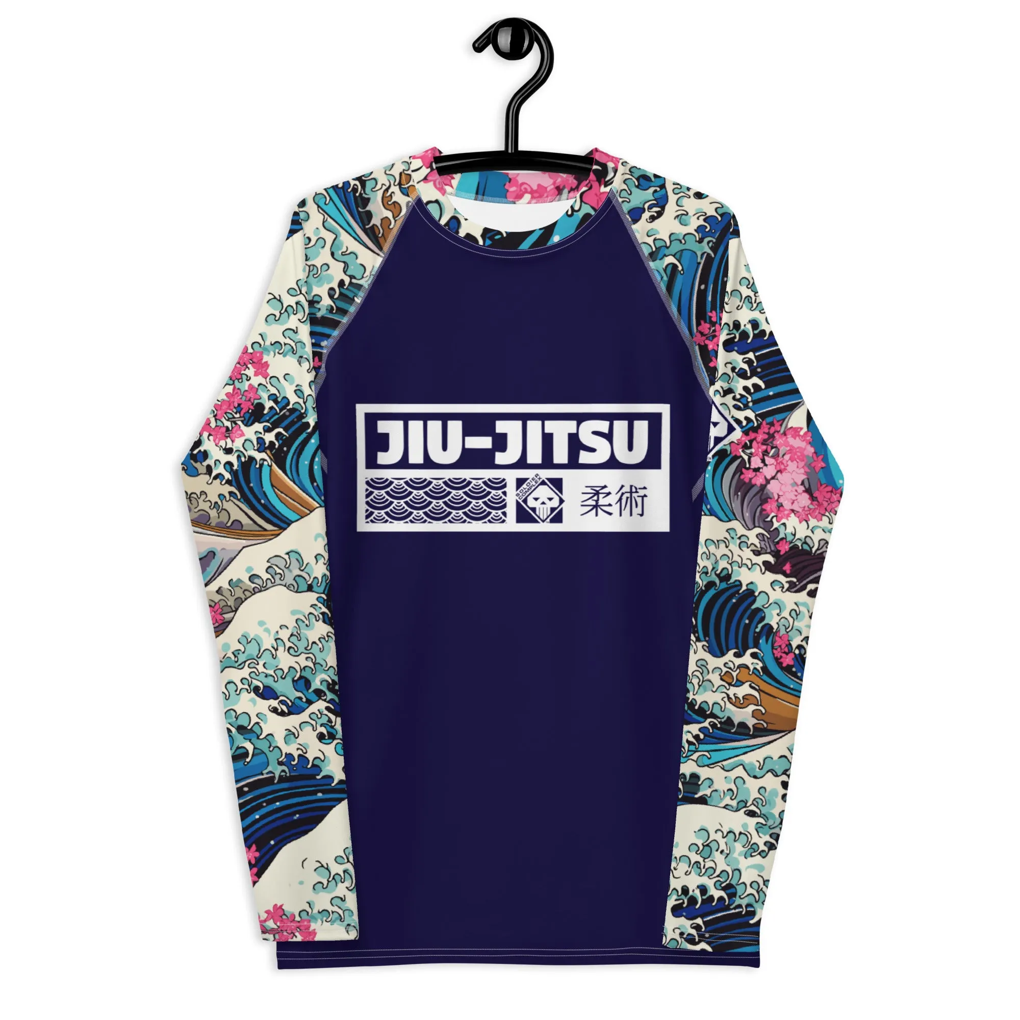 Mens Long Sleeve BJJ Rash Guard - Jiu-Jitsu 021 - The Great Wave Sakura 002