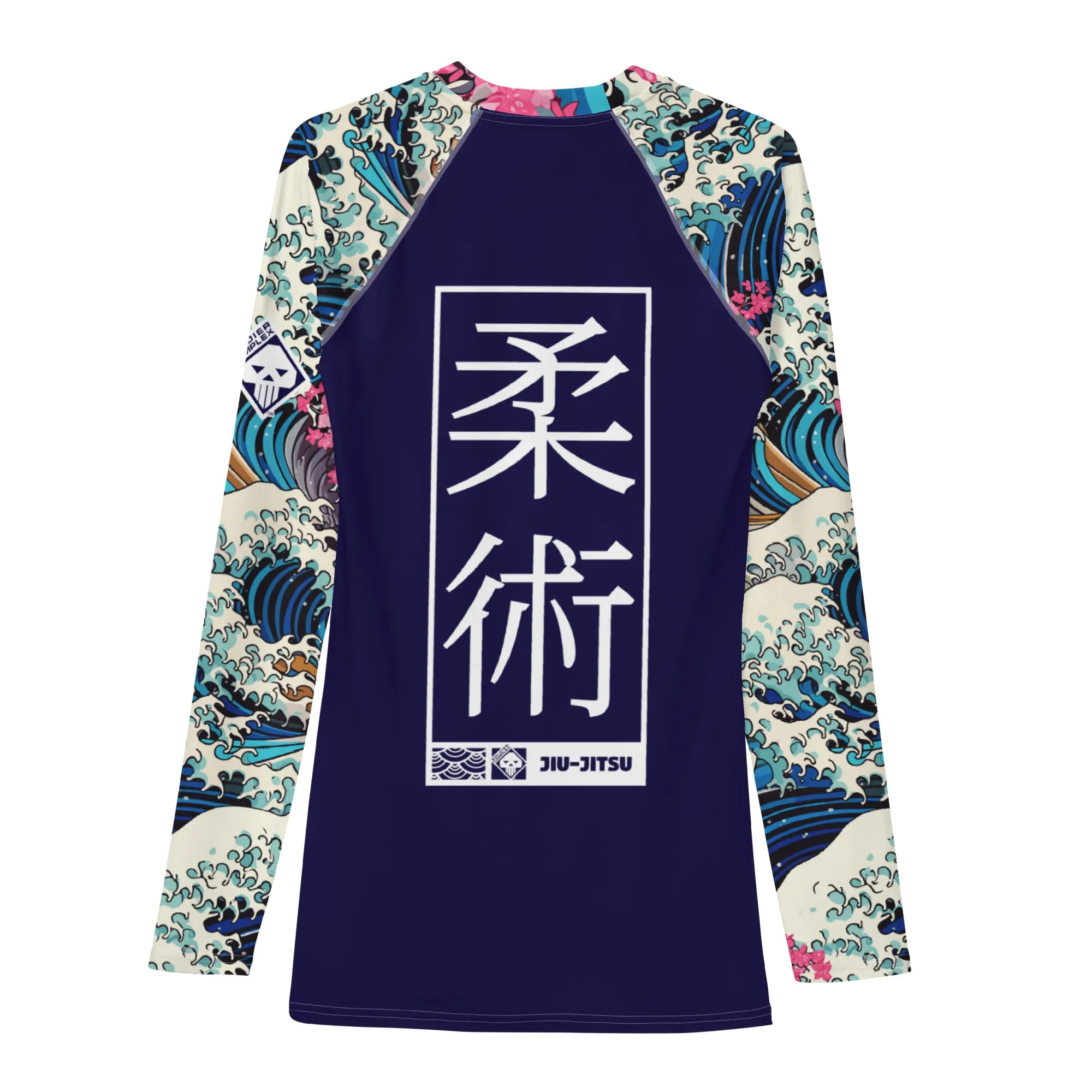 Mens Long Sleeve BJJ Rash Guard - Jiu-Jitsu 021 - The Great Wave Sakura 002