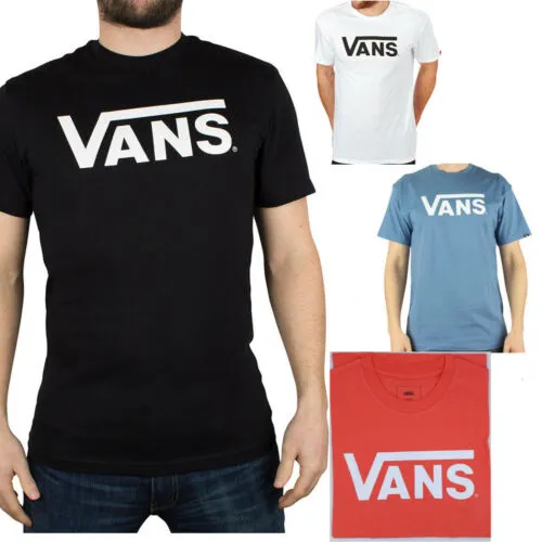 Mens Vans T-Shirt Classic Black White Blue Shirt Print Short XS,S,M,LG,XL XXL