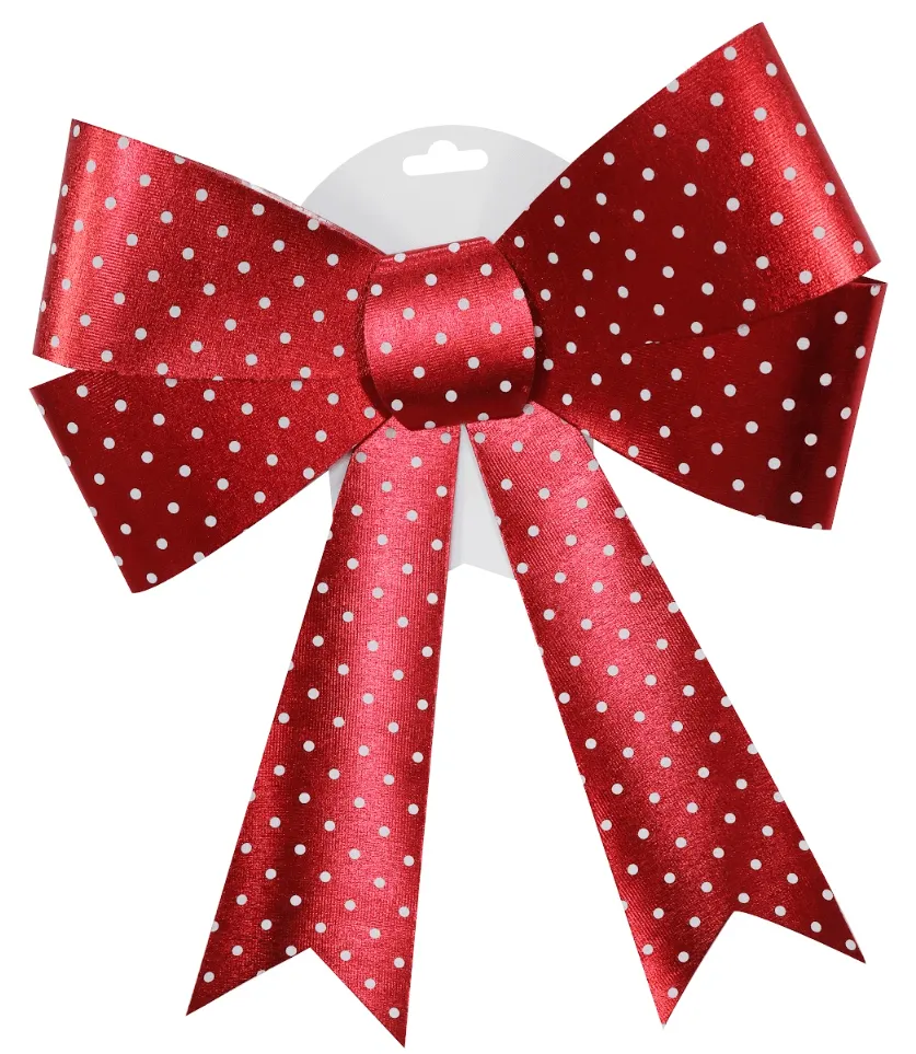 Metallic Bow with Spots 2 Asst (30x42cm)